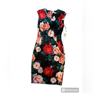 Calvin Klein Floral Sheath Dress Size 2 NWT